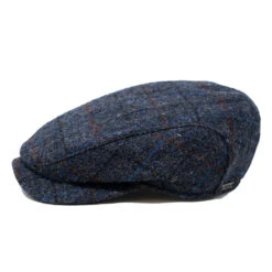 Wigens Claus Harris Tweed Contemporary Ivy Cap -Bailey Store 101696 BlueMelange Side