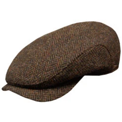 Wigens Hans Ivy Style Harris Tweed Cap With Earlaps -Bailey Store 1100405Coffee