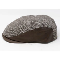 Crown Cap Lambswool Plaid Ivy Leather Cap -Bailey Store 196900 BrownPlaid 2