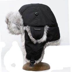 Crown Cap Nylon Aviator With Rabbit Trim -Bailey Store 296355 Black