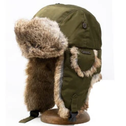 Crown Cap Nylon Aviator With Rabbit Trim -Bailey Store 296355 Olive 2