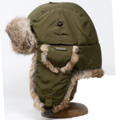 Crown Cap Nylon Aviator With Rabbit Trim -Bailey Store 296355 Olive