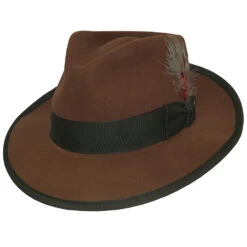 Stetson Whippet Fur Felt Fedora Hat -Bailey Store 321023 Stetson Hats Cognac