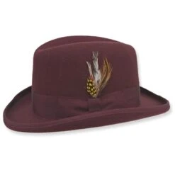 DelMonico Wool Felt Homburg By Capas -Bailey Store 45678 Capas Burgundy