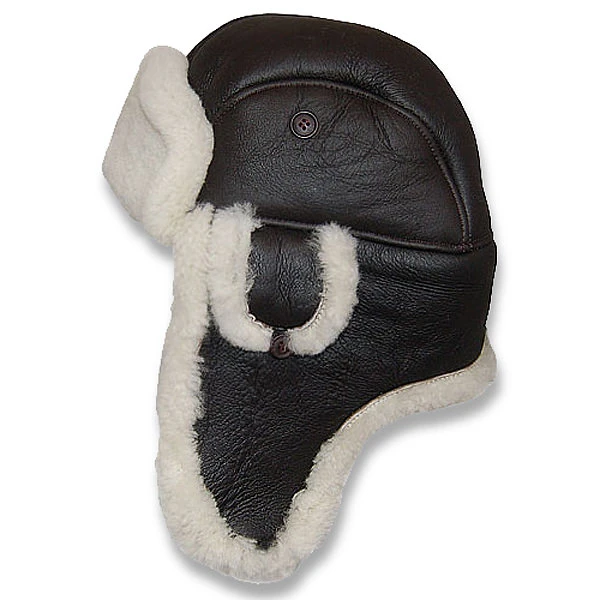 Crown Cap Leather Shearling Aviator Hat 3 Crown Cap Leather Shearling Aviator Hat