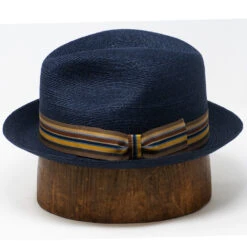 DelMonico Antonio Hemp Fedora By Stefeno -Bailey Store Antonio Navy 2