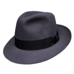 DelMonico Spanish Beaver Medium Brim Fur Fedora -Bailey Store DMBeaver delmonico hats caps DKGrey 1