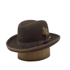 DelMonico Wool Felt Homburg By Capas -Bailey Store DelGod Brown