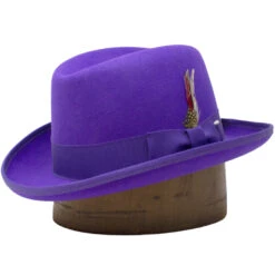 DelMonico Wool Felt Homburg By Capas -Bailey Store DelGod Purple