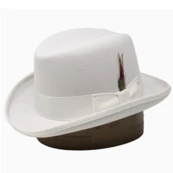 DelMonico Wool Felt Homburg By Capas -Bailey Store DelGod White
