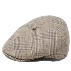 DelMonico Italian Taormina SIlk Newsboy Cap By Capas 8 DelMonico Italian Taormina SIlk Newsboy Cap By Capas -Bailey Store DelSS23A BeigePlaid 2