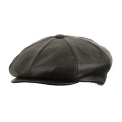 DelMonico Lambskin Leather Newsboy Cap