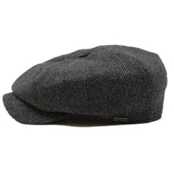 Wigens Milton Loro Piana Newsboy Retro Cap -Bailey Store Milton Side DkGrey