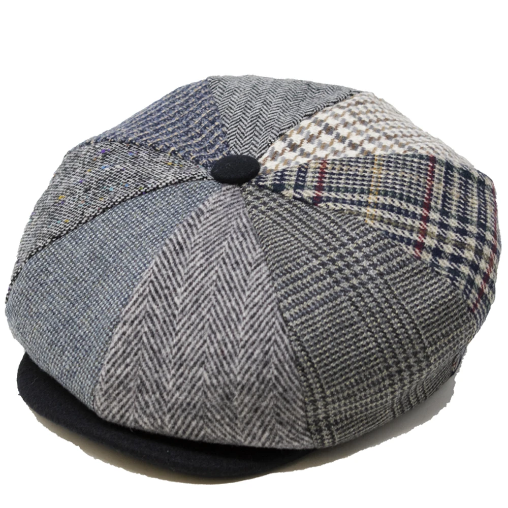 DelMonico 8/4 Patchwork Wool Newsboy Cap By Capas 3 DelMonico 8/4 Patchwork Wool Newsboy Cap By Capas