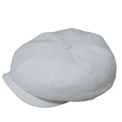 DelMonico Gatsby Linen Newsboy Cap By Capas -Bailey Store SS2020H White
