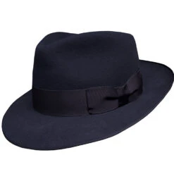 DelMonico Valencia Teardrop Crown Fedora By Roche -Bailey Store Stefeno Navy