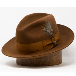 Stetson Temple Fur Felt Fedora Hat -Bailey Store Stetson Temple Cognac