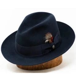 Stetson Temple Fur Felt Fedora Hat -Bailey Store Stetson Temple Navy